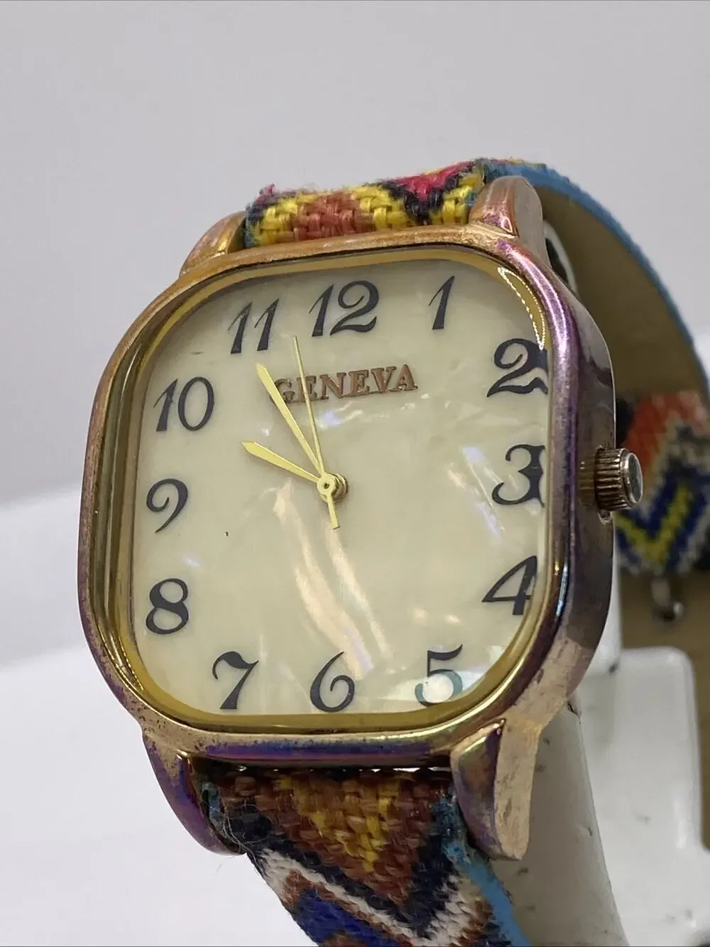 Vintage Geneva Womens Colorful Nylon Watch New Battery